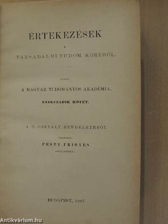 Értekezések a társadalmi tudományok köréből VIII/1-10.