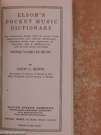 Elson's Pocket Music Dictionary