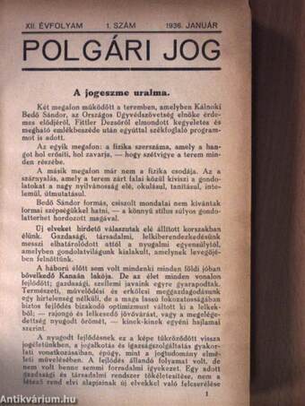 Polgári Jog (Közgazdaság és Pénzügy) 1936. január-december