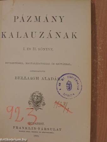 Pázmány kalauzának I. és II. könyve