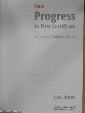 New Progress to First Certificate - Self-study Student's Book