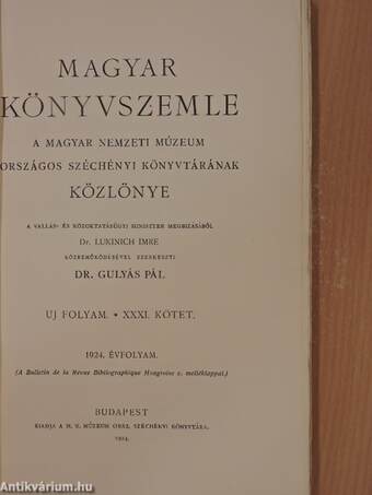 Magyar Könyvszemle 1924. jan.-dec.