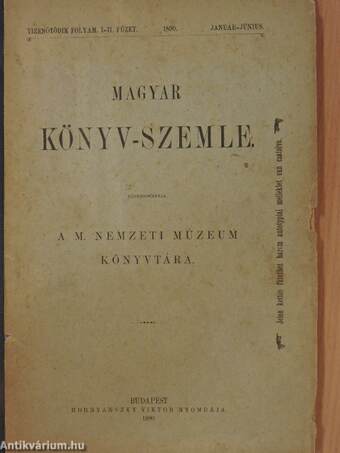 Magyar Könyv-Szemle 1890. január-június