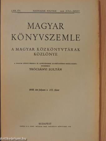 Magyar Könyvszemle 1938. júli-szept.