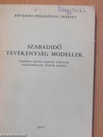 Szabadidő tevékenység modellek