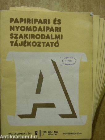 Papíripari és Nyomdaipari Szakirodalmi Tájékoztató 1987-88. (vegyes számok 14 db)