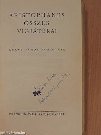 Aristophanes összes vígjátékai