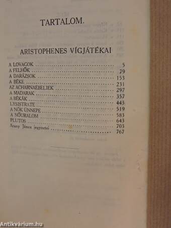 Aristophanes összes vígjátékai