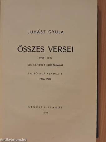 Juhász Gyula összes versei