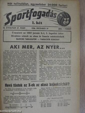 Sportfogadás 1956. december 29./1957. (nem teljes évfolyam)