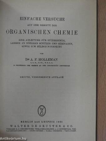 Einfache Versuche auf dem Gebiete der Organischen Chemie