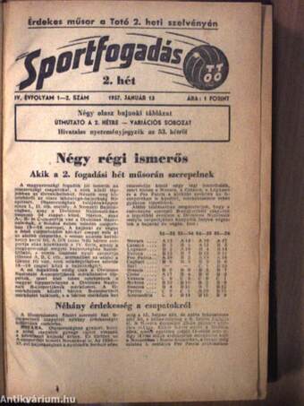 Sportfogadás 1956. december 29./1957. (nem teljes évfolyam)