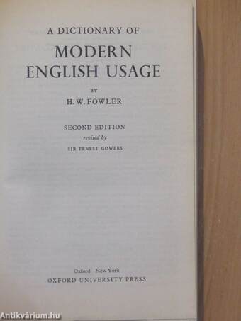 A Dictionary of Modern English Usage