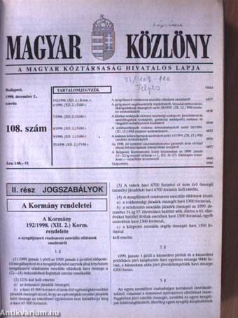 Magyar Közlöny 1998. december 2. - december 23.