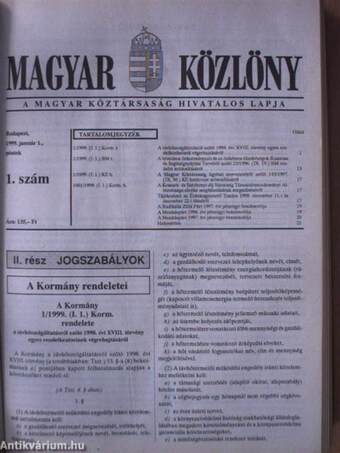 Magyar Közlöny 1999. január 1. - február 28.