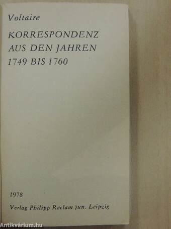 Korrespondenz aus den Jahren 1749 bis 1760