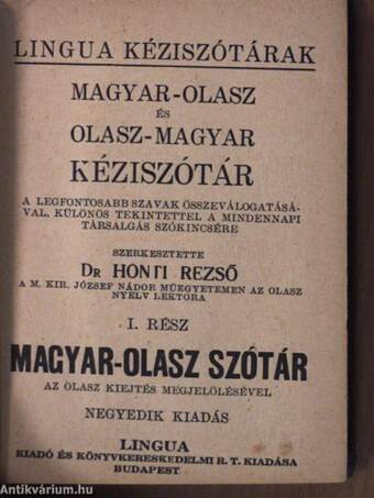 Magyar-olasz és olasz-magyar kéziszótár I-II.