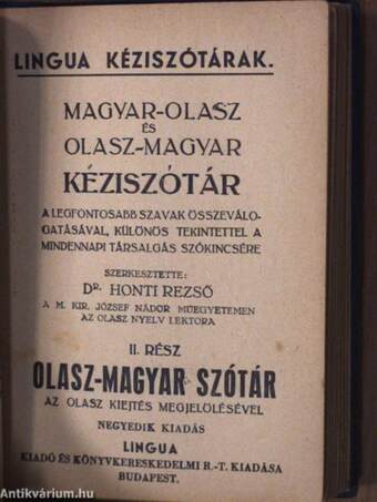 Magyar-olasz és olasz-magyar kéziszótár I-II.