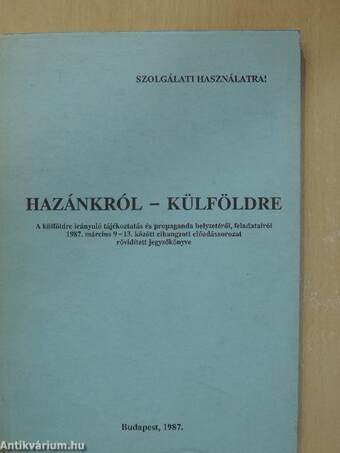 Hazánkról - külföldre