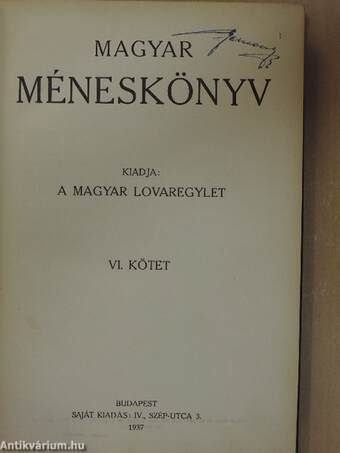 Magyar méneskönyv VI.