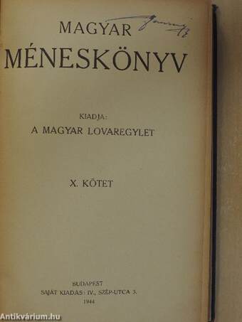 Magyar méneskönyv X.