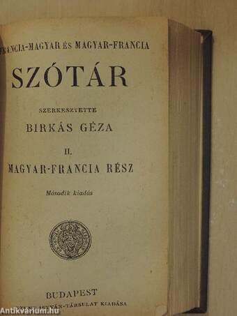 Francia-magyar és magyar-francia szótár I-II.