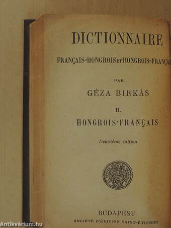 Francia-magyar és magyar-francia szótár I-II.