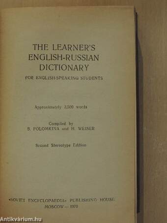 The Learner's English-Russian Dictionary for English-Speaking Students