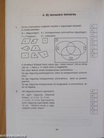 Témazáró felmérő feladatsorok - matematika 8. osztály