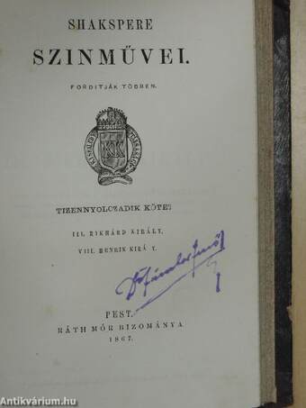 Shakspere színművei XVI-XVIII.