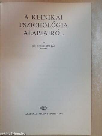 A klinikai pszichológia alapjairól