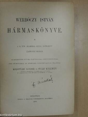 Werbőczy István Hármaskönyve