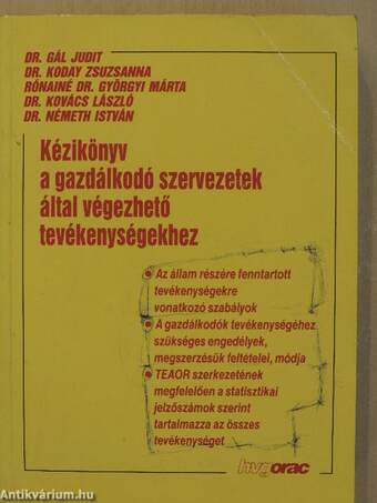 Kézikönyv a gazdálkodó szervezetek által végezhető tevékenységekhez