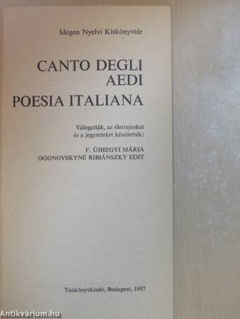 Canto degli aedi poesia italiana
