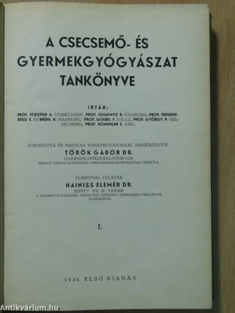 A csecsemő- és gyermekgyógyászat tankönyve I. (töredék)