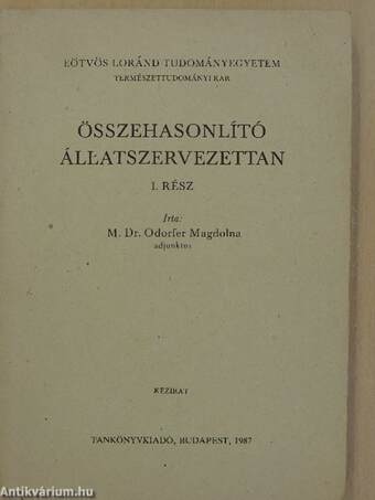 Összehasonlító állatszervezettan I. (töredék)