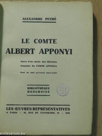 Le comte Albert Apponyi