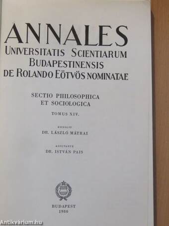 Annales Universitatis Scientiarum Budapestinensis de Rolando Eötvös nominatae 14/1980.