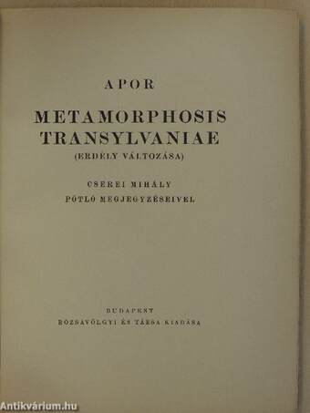 Metamorphosis transylvaniae