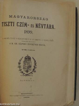 Magyarország tiszti czím- és névtára 1899.