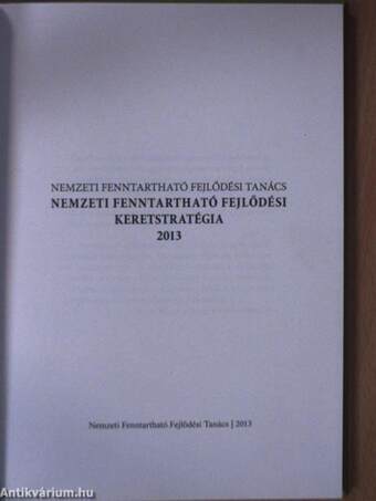 Nemzeti fenntartható fejlődési keretstratégia 2013