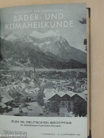 Zeitschrift für Angewandte Bäder- und Klimaheilkunde August 1959./September 1960./Dezember 1963.