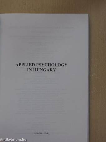 Applied Psychology in Hungary 2003-2004