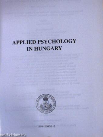 Applied Psychology in Hungary 1999-2000