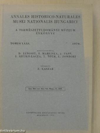 Annales Historico-Naturales Musei Nationalis Hungarici 1979
