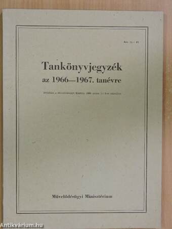 Tankönyvjegyzék az 1966-1967. tanévre