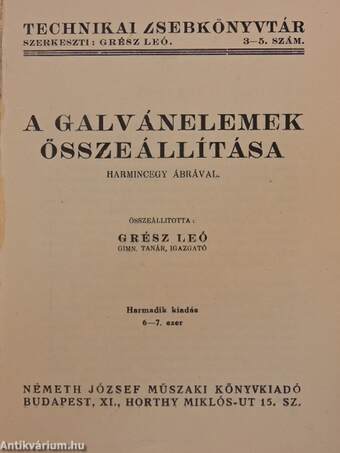 A galvánelemek összeállítása