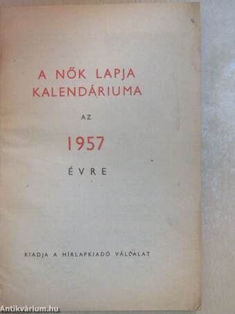 A Nők Lapja Kalendáriuma az 1957. évre