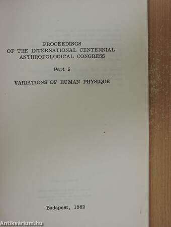 Proceedings of the International Centennial Anthropological Congress 5.