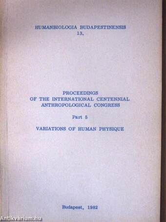 Proceedings of the International Centennial Anthropological Congress 5.